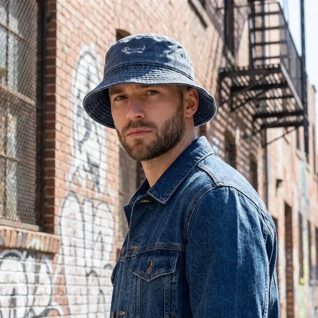 Dachshund Washed Cotton Fisherman Bucket Hat