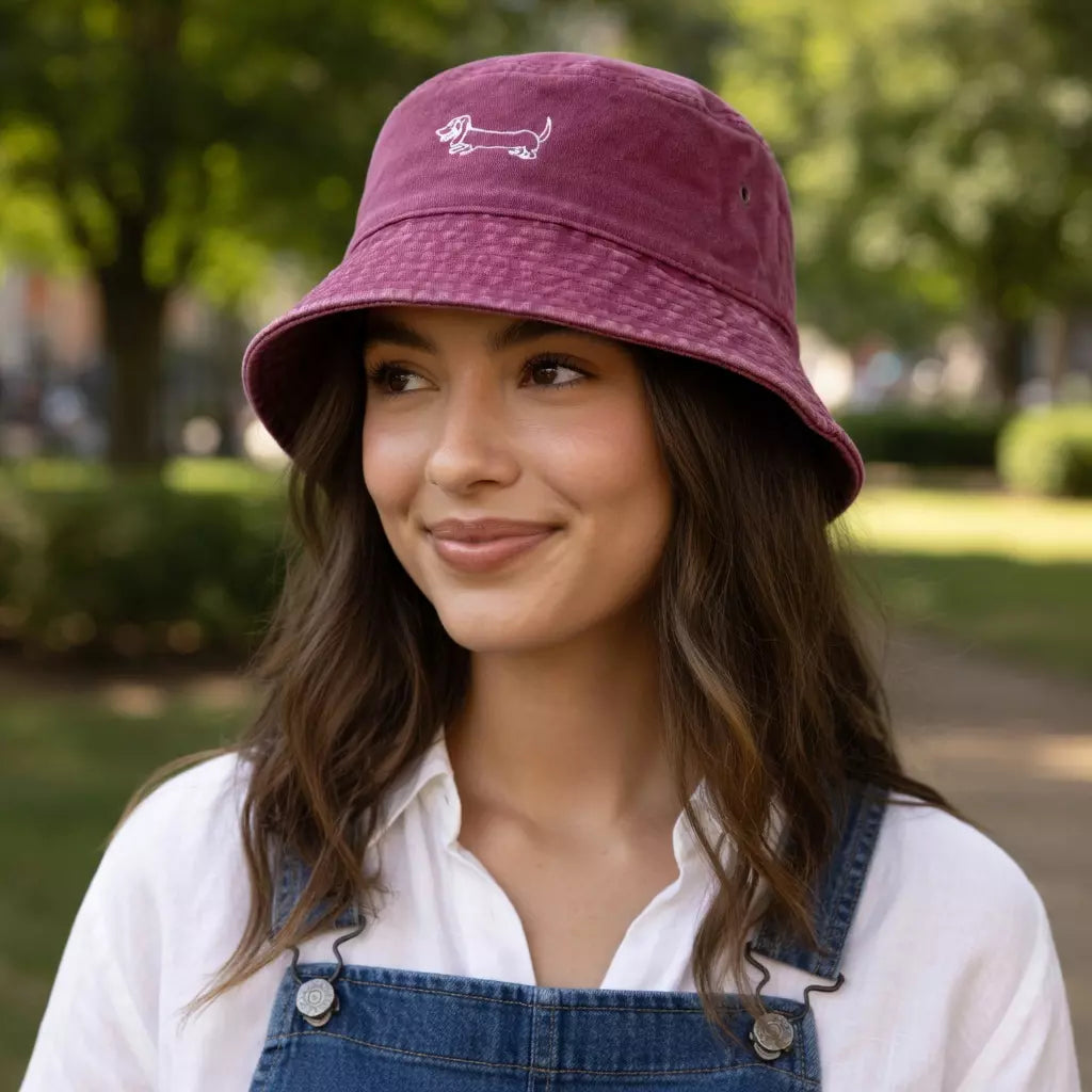 Dachshund Washed Cotton Fisherman Bucket Hat