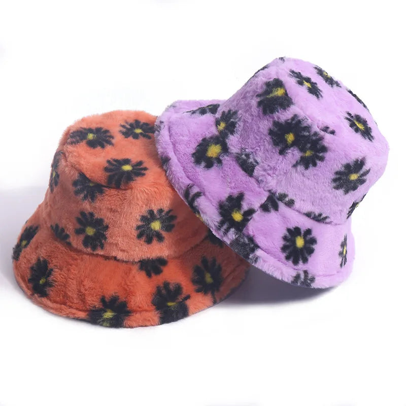 Daisies Fur Bucket Hat