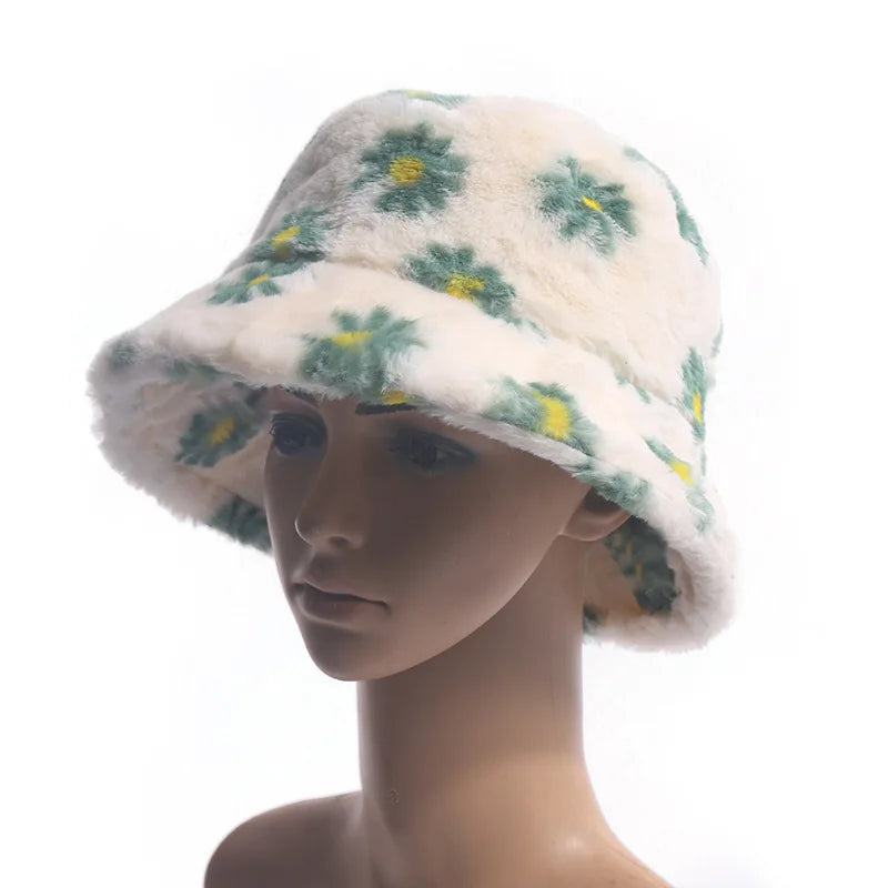 Daisies Fur Bucket Hat