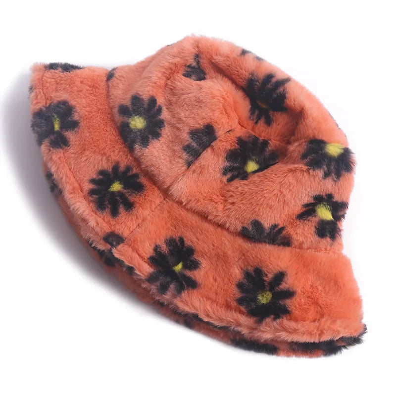 Daisies Fur Bucket Hat