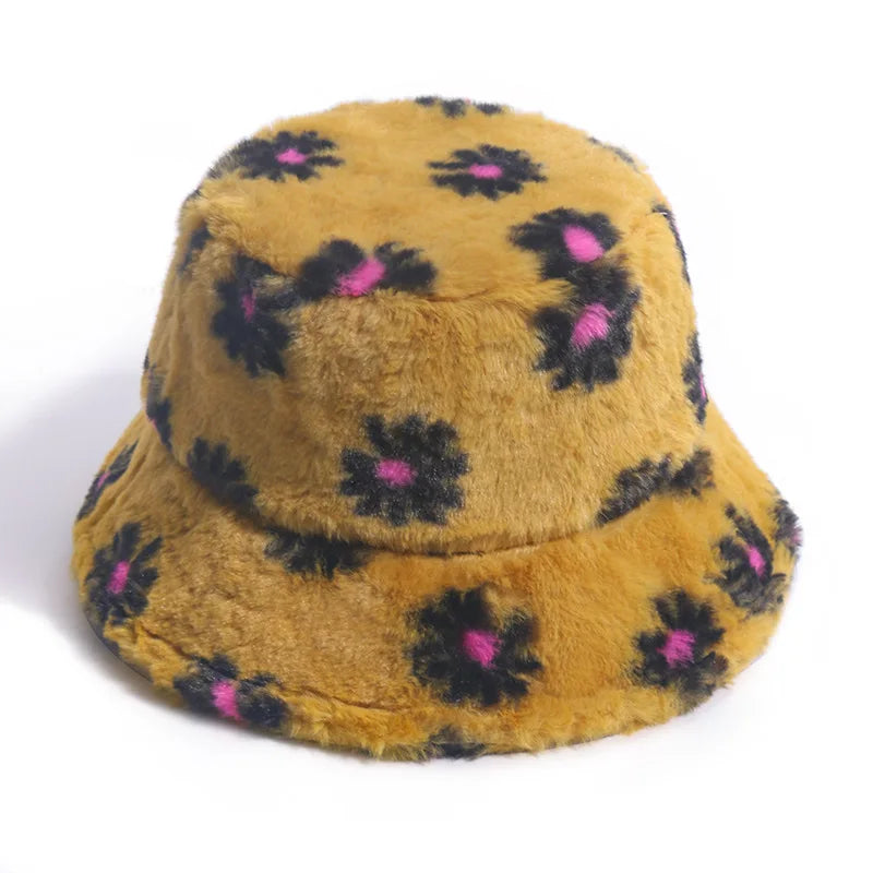 Daisies Fur Bucket Hat