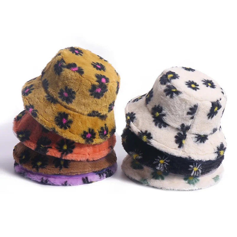 Daisies Fur Bucket Hat