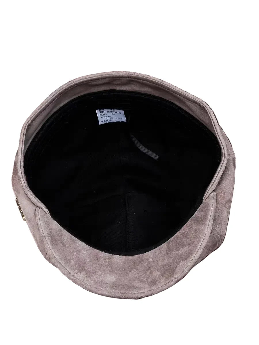 Danbury Gray Genuine Leather Newsboy Cap