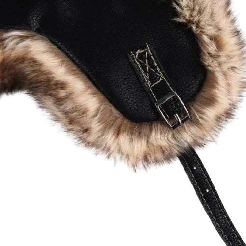 Davenport Winter Fur Leather Trapper Bomber Hat