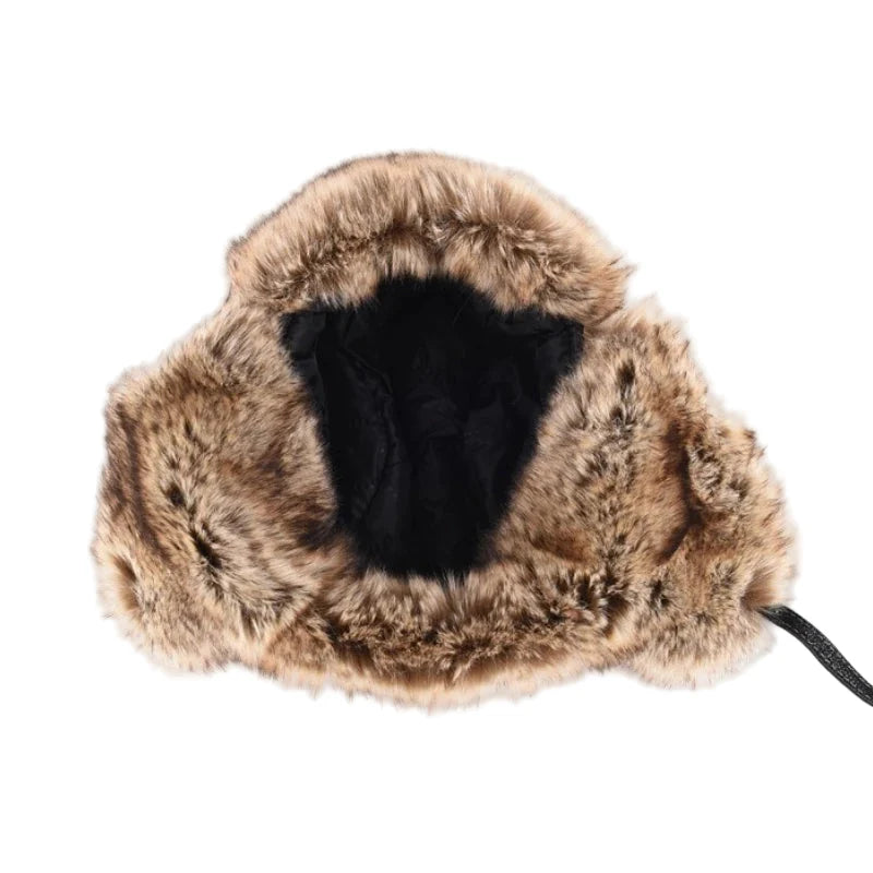 Davenport Winter Fur Leather Trapper Bomber Hat