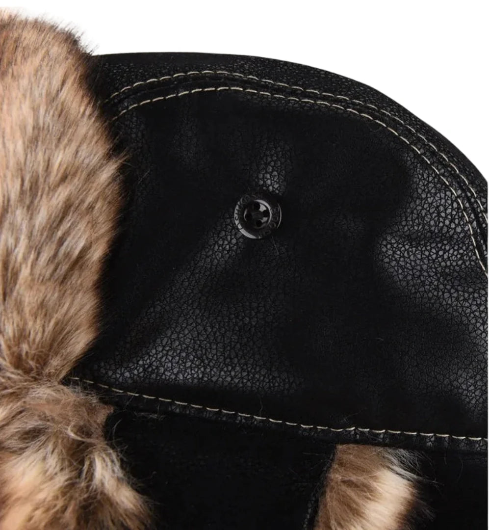 Davenport Winter Fur Leather Trapper Bomber Hat