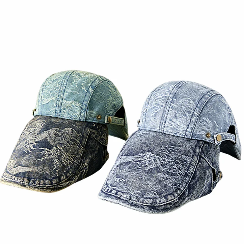 Dayton Distressed Denim Flat Cap