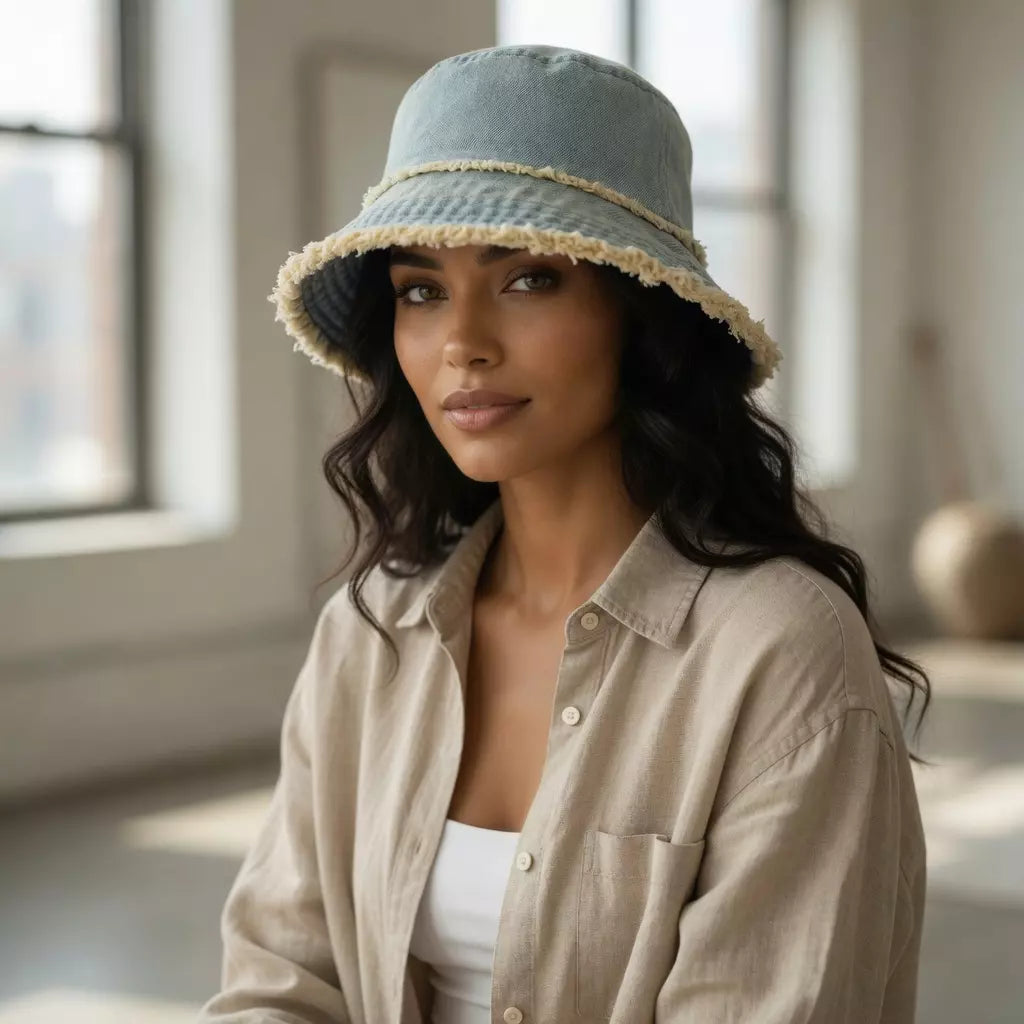 Dayton Tassle Brim Denim Bucket Hat