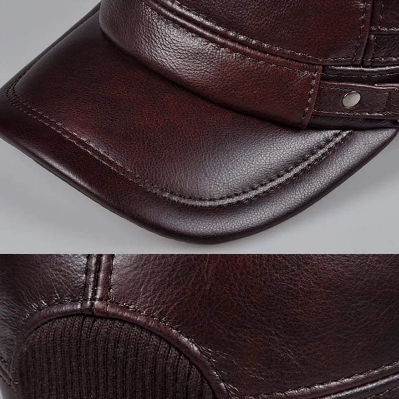 Dayton Earflaps Genuine Leather Army Cap