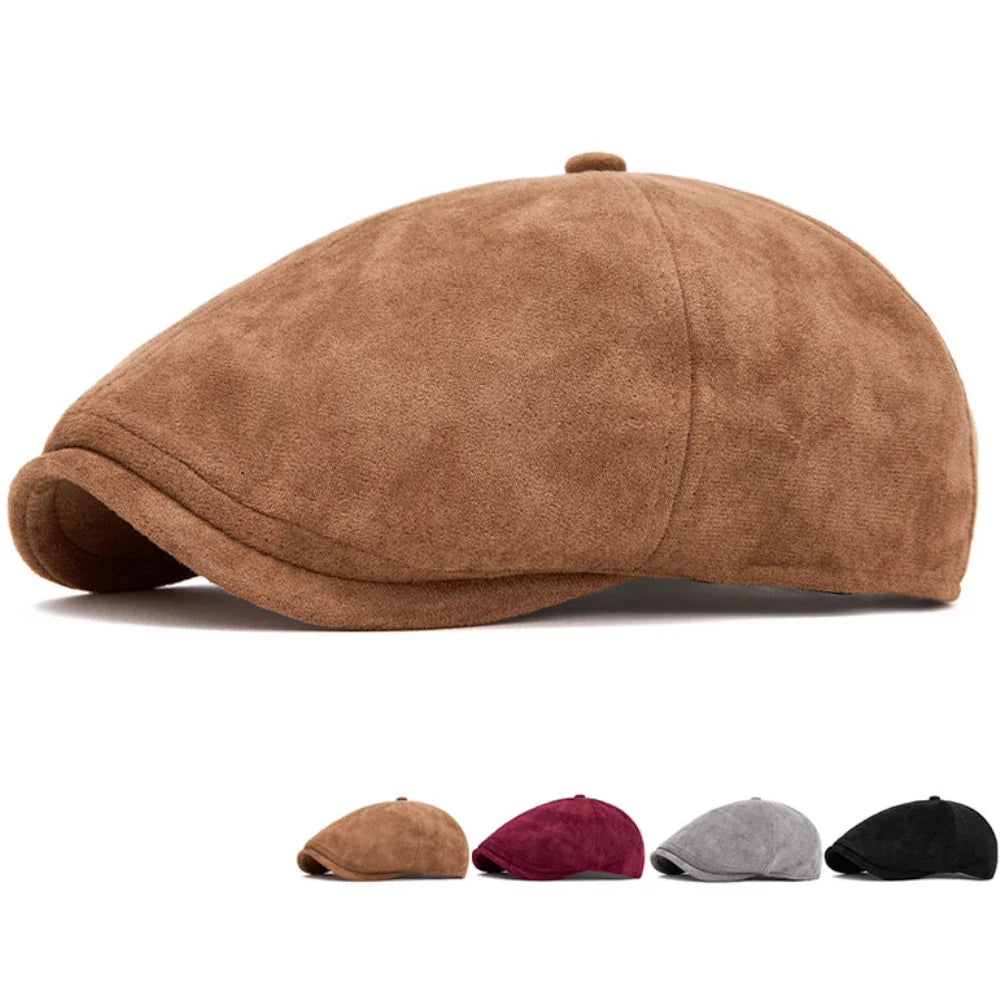 Delacroix Retro Suede Newsboy Cap