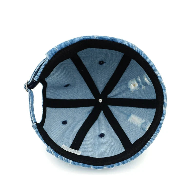 Delaware Distressed Ripped Denim Docker Cap