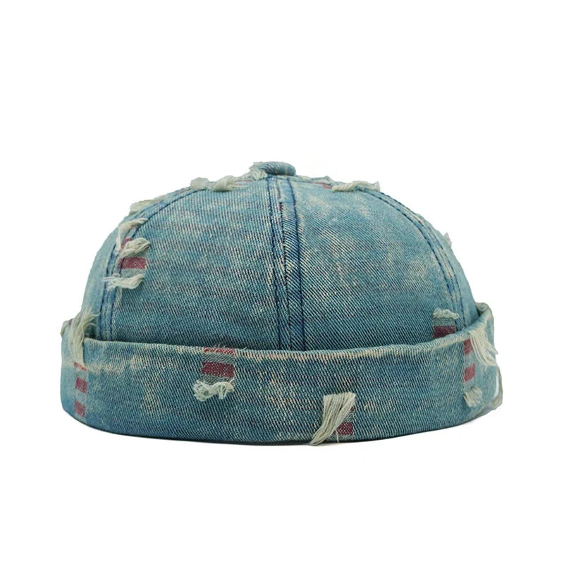 Delaware Distressed Ripped Denim Docker Cap