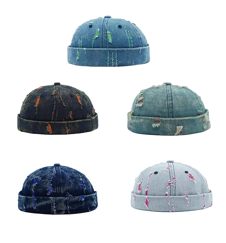 Delaware Distressed Ripped Denim Docker Cap