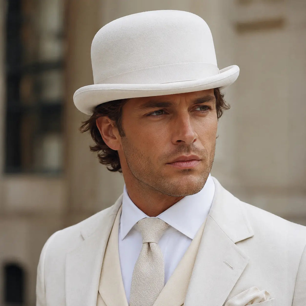 Derby White Scottish Wool Bowler Hat