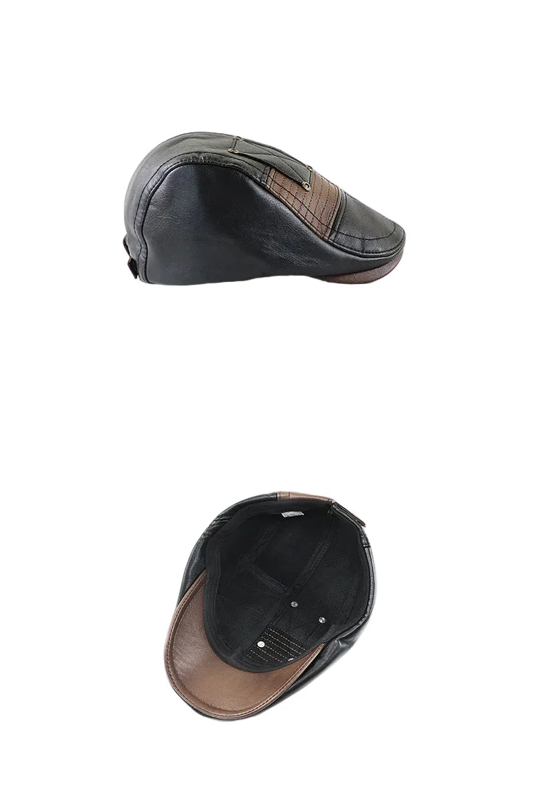 Douglas Leather Duckbill Flat Cap