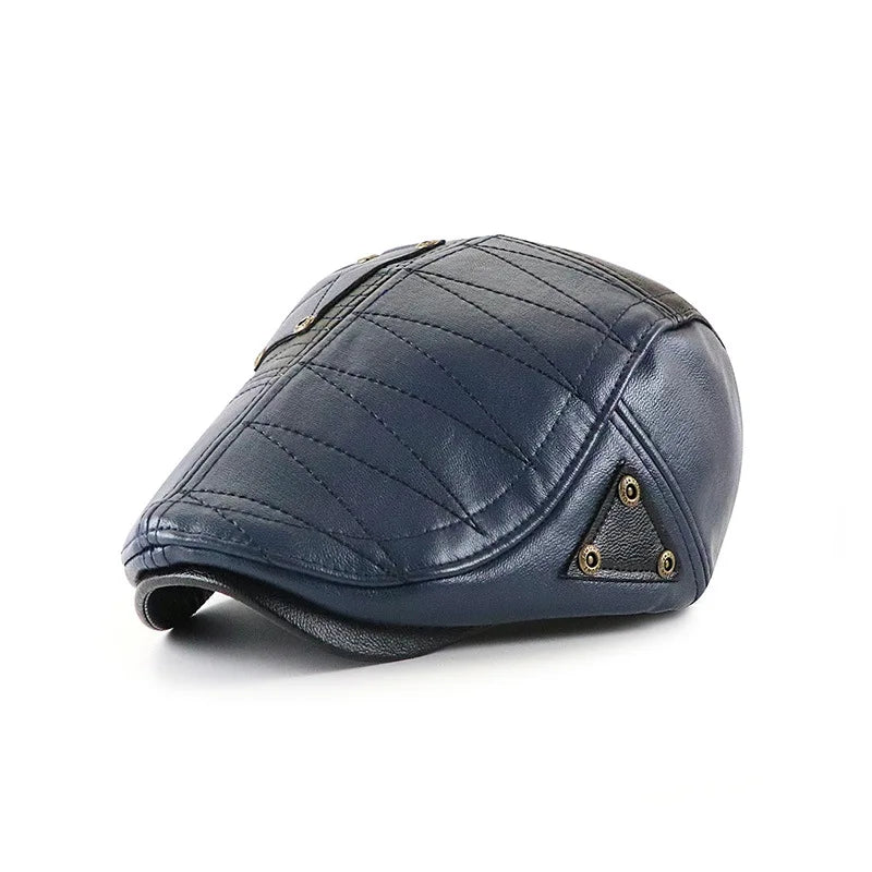 Douglas Leather Duckbill Flat Cap