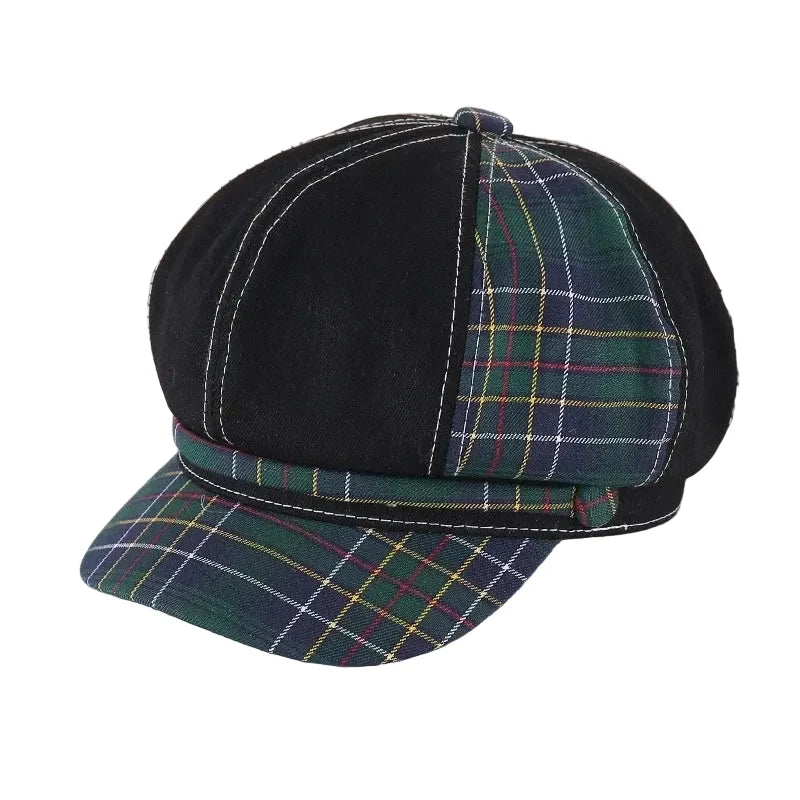 Douglas Women Retro Tartan Newsboy Cap