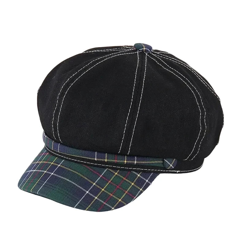 Douglas Women Retro Tartan Newsboy Cap