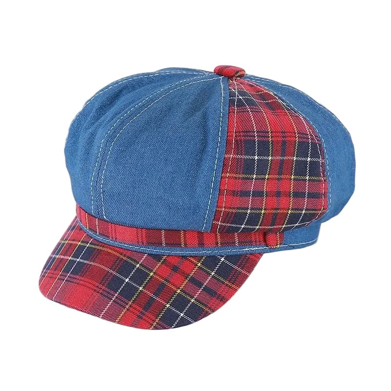Douglas Women Retro Tartan Newsboy Cap