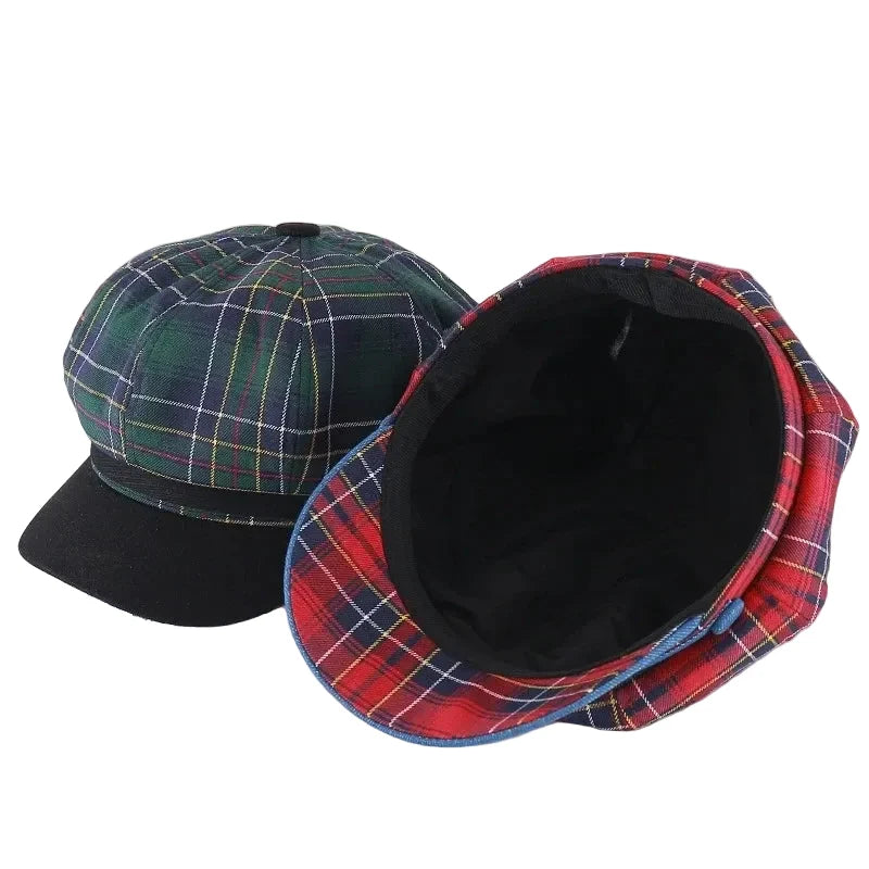 Douglas Women Retro Tartan Newsboy Cap