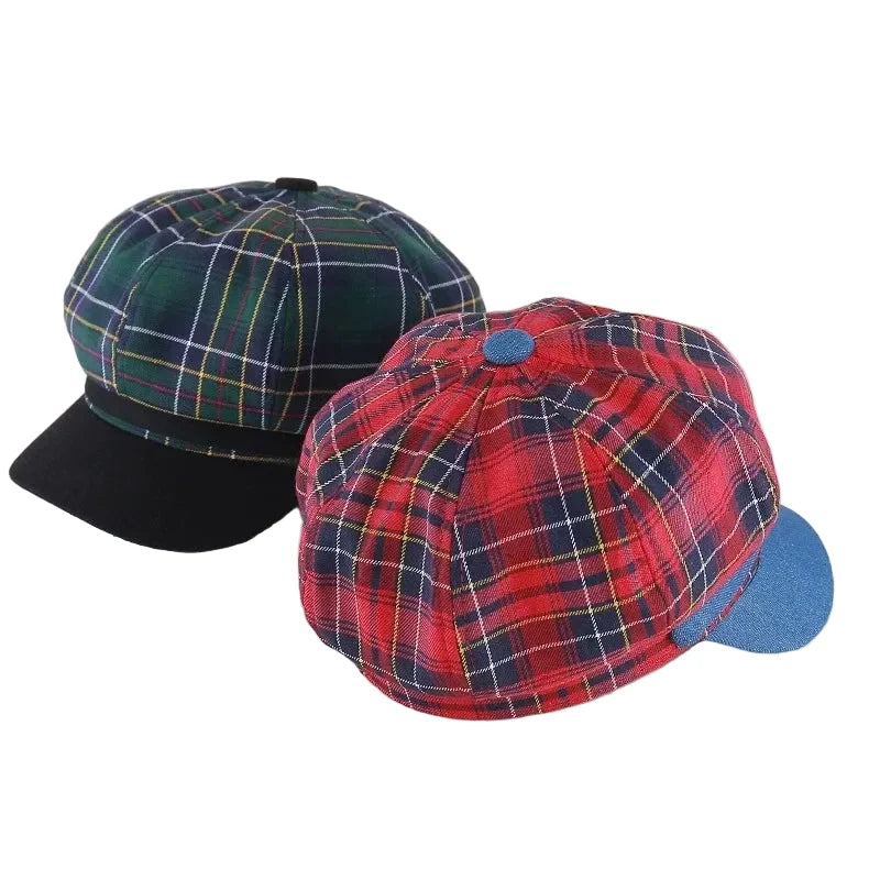Douglas Women Retro Tartan Newsboy Cap