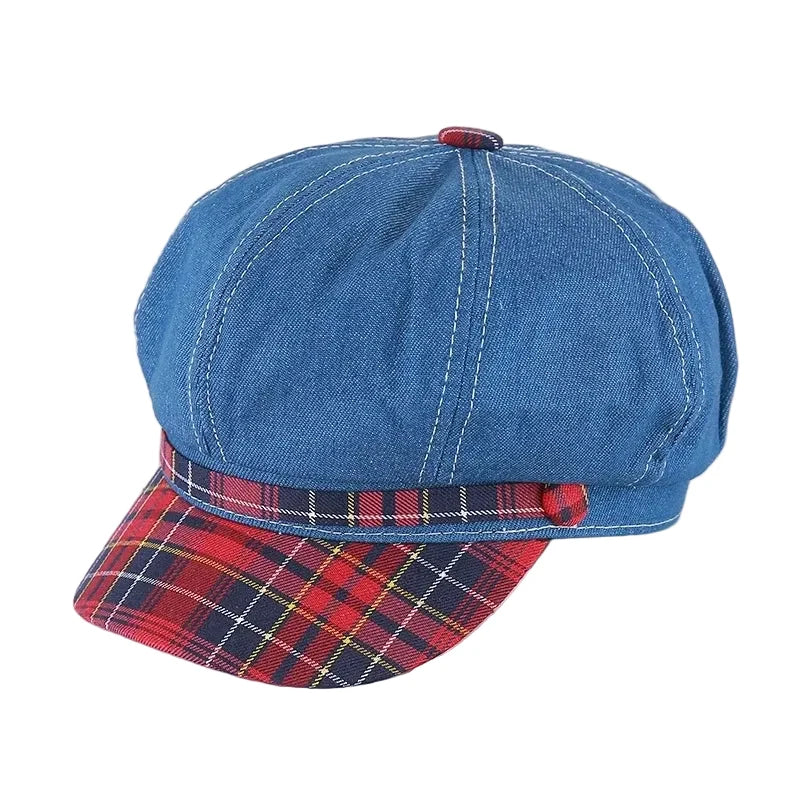 Douglas Women Retro Tartan Newsboy Cap