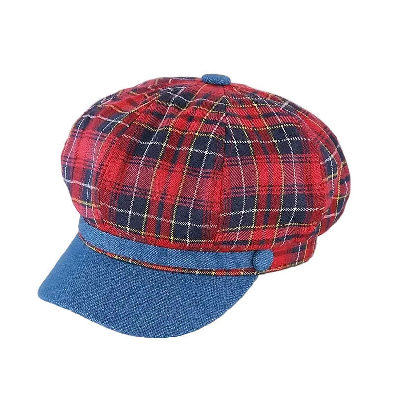 Douglas Women Retro Tartan Newsboy Cap