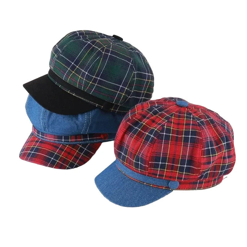 Douglas Women Retro Tartan Newsboy Cap