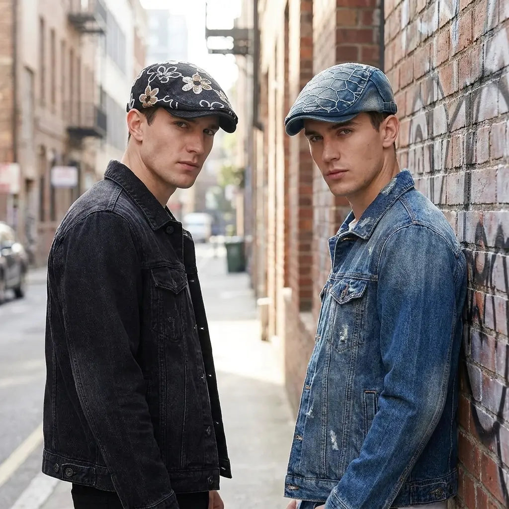 Dream of Spring Floral Denim Flat Cap