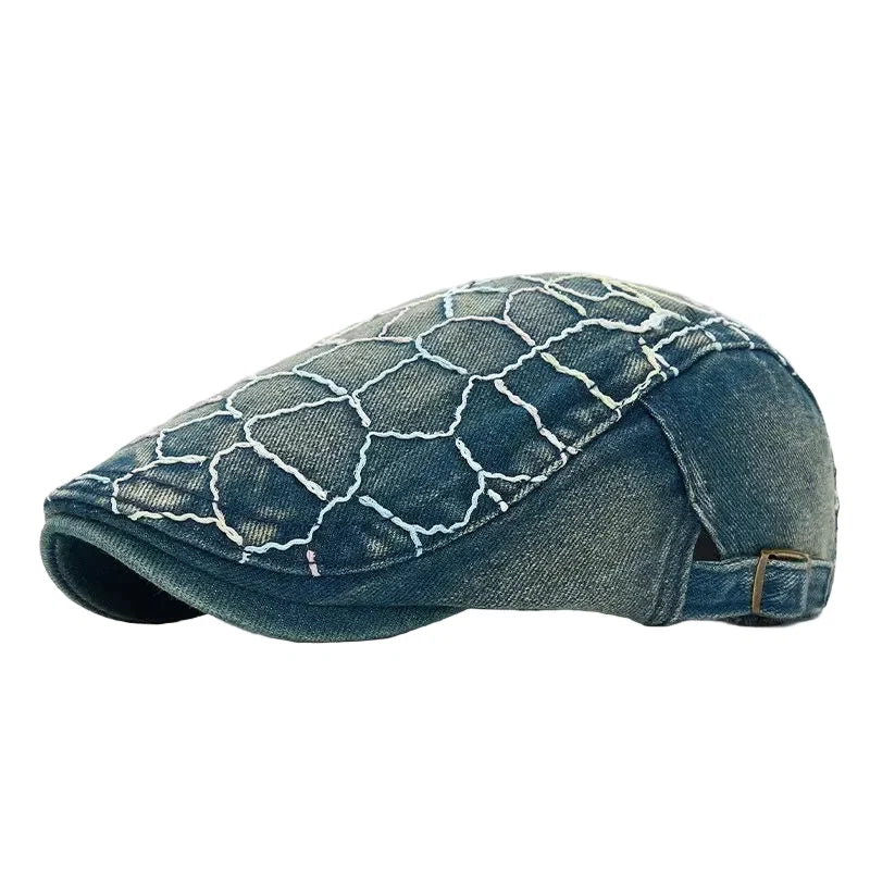 Dream of Spring Floral Denim Flat Cap