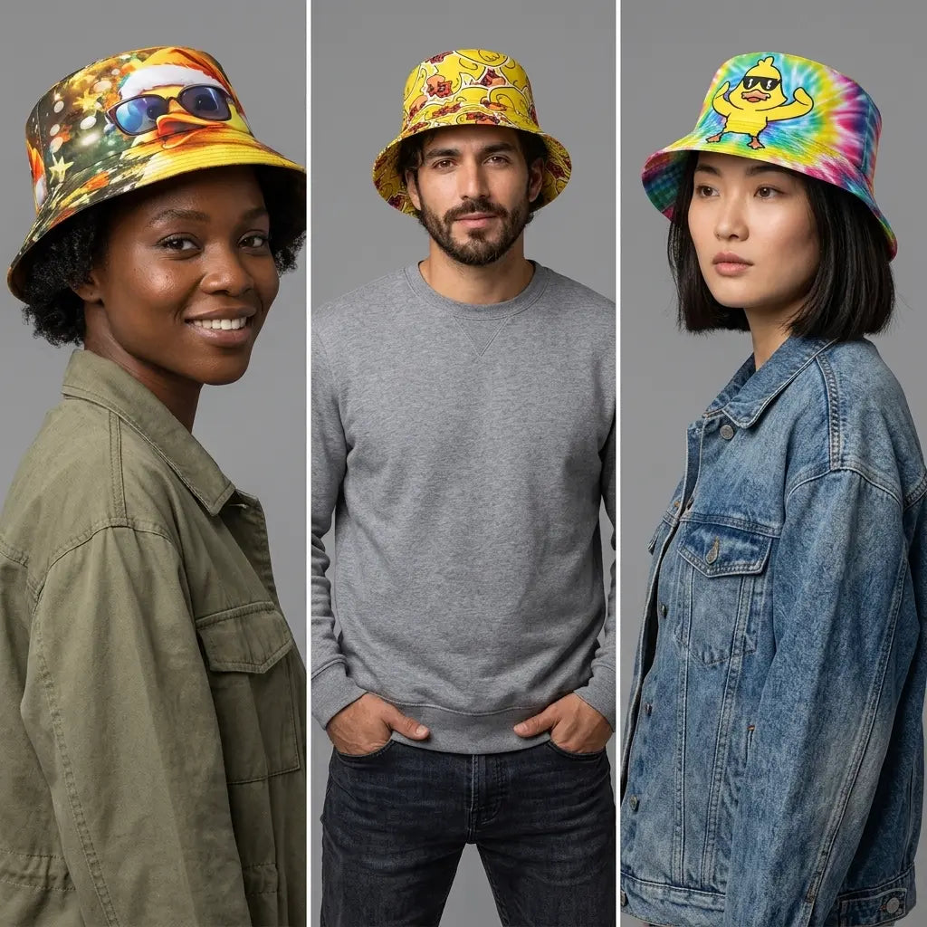 Ducks Cartoon Reversible Fisherman Bucket Hat