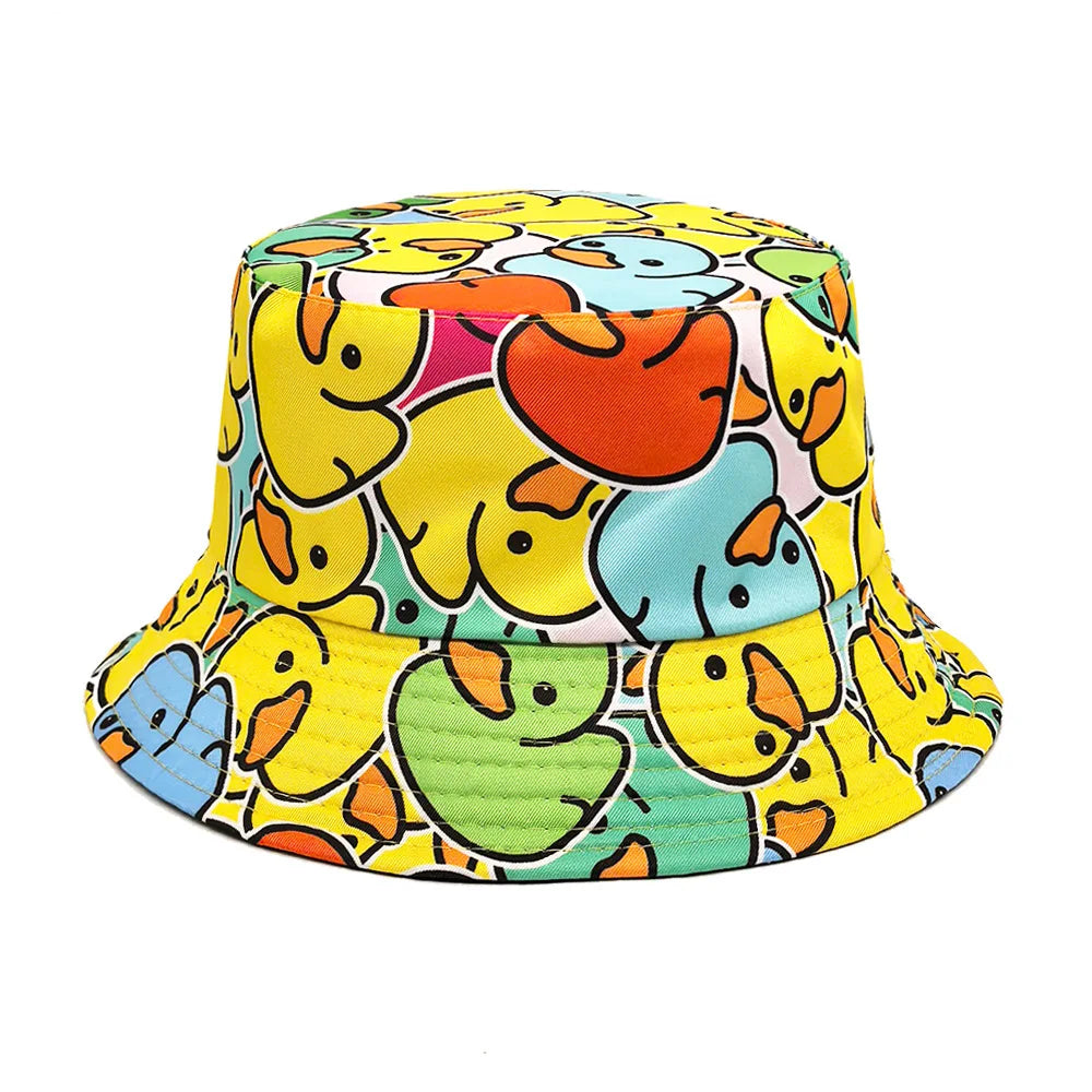Ducks Cartoon Reversible Fisherman Bucket Hat
