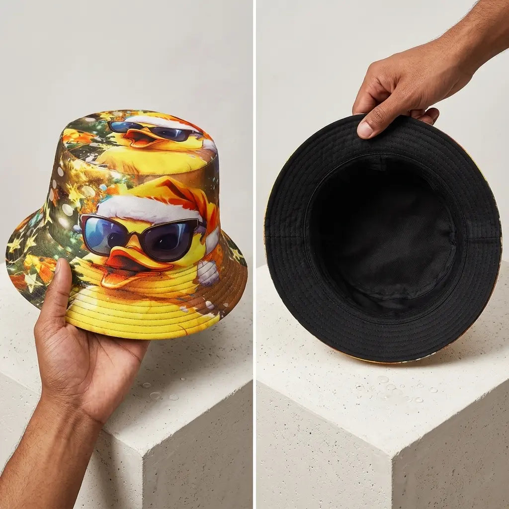 Ducks Cartoon Reversible Fisherman Bucket Hat