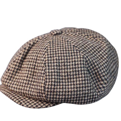 Dunois Houndstooth Wool Newsboy Cap