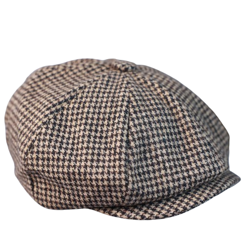 Dunois Houndstooth Wool Newsboy Cap