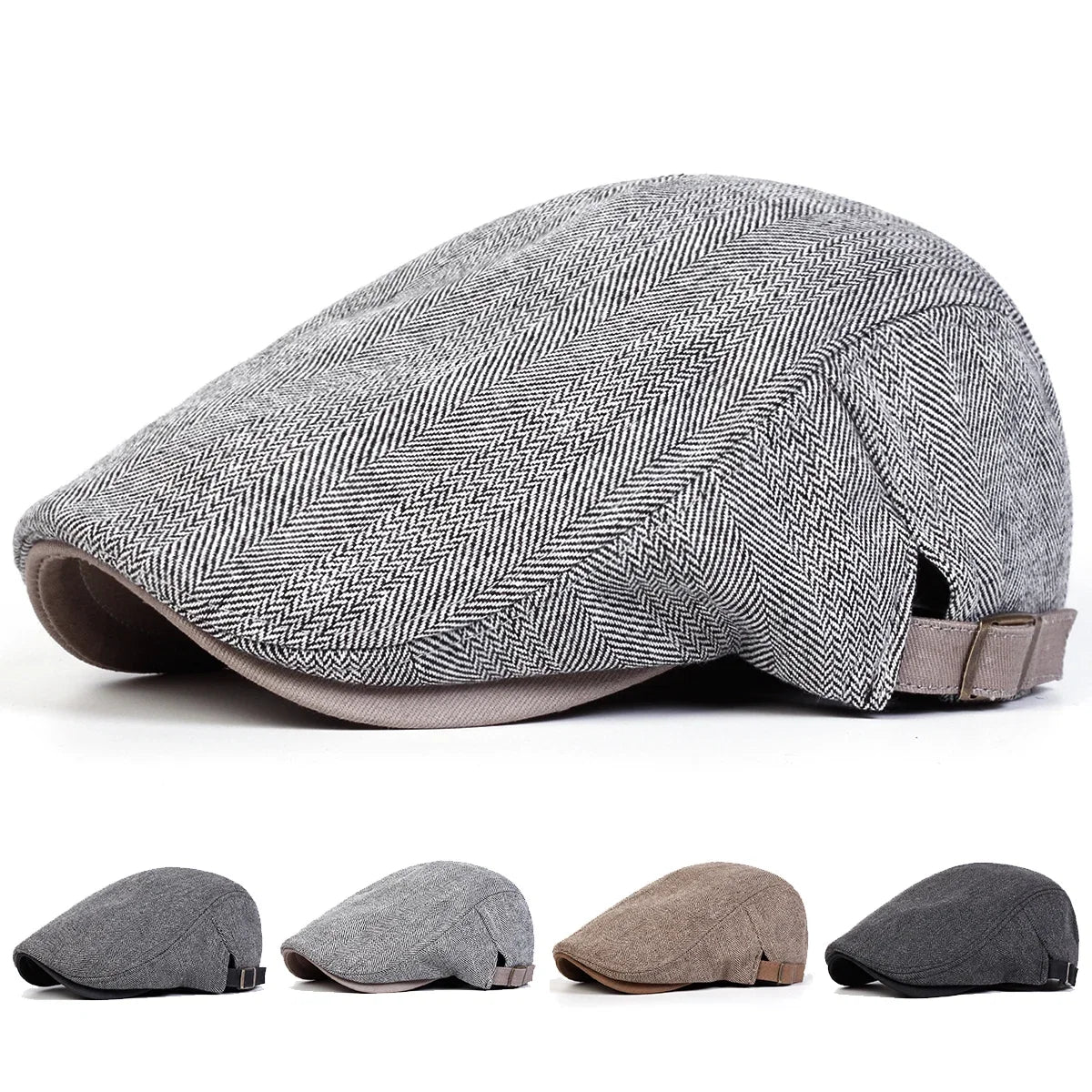 Dylan Herringbone Flat Cap