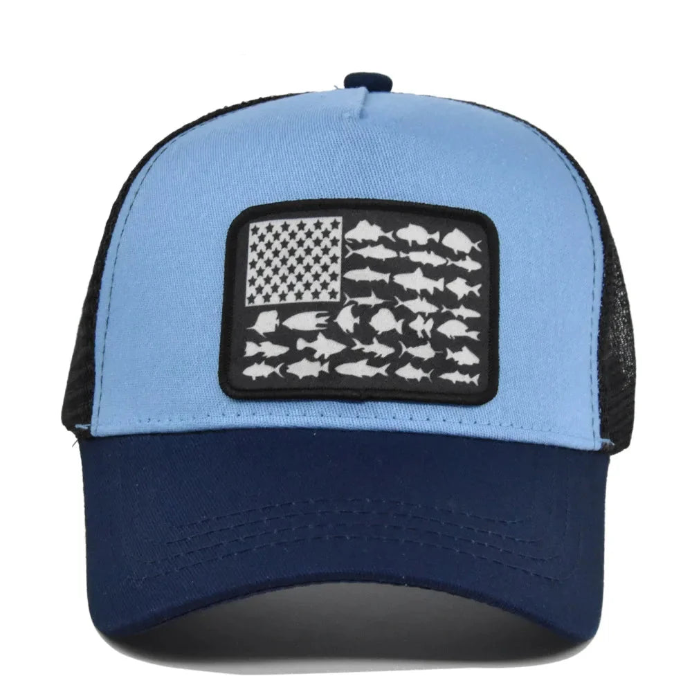 EEUU Flag Fishes Trucker Cap
