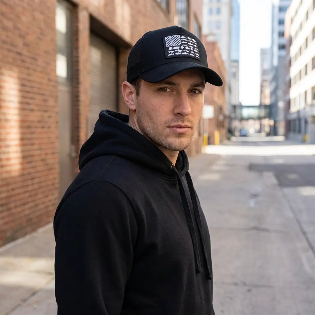 EEUU Flag Fishes Trucker Cap