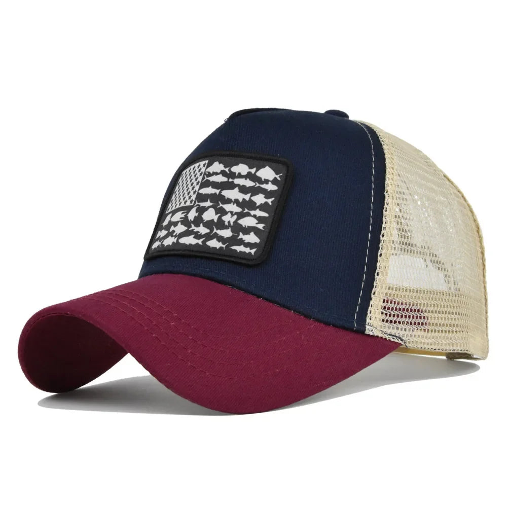 EEUU Flag Fishes Trucker Cap