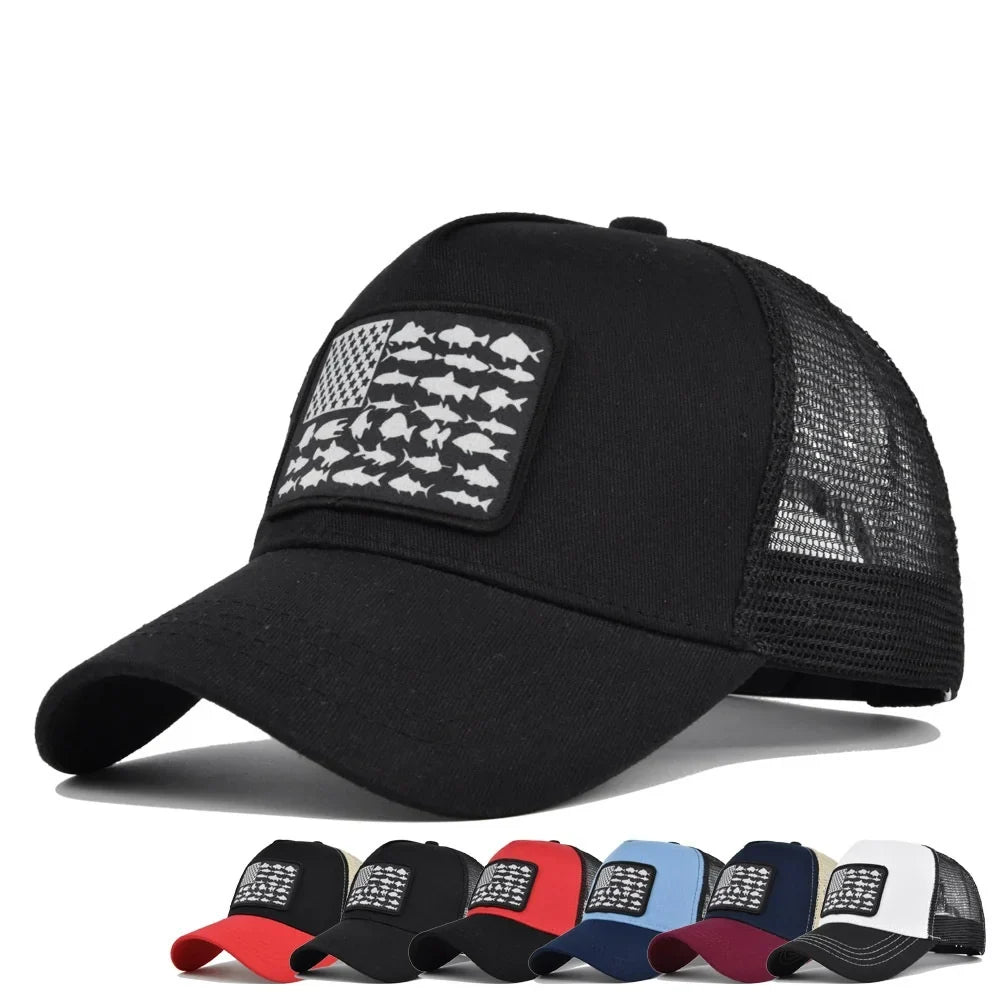 EEUU Flag Fishes Trucker Cap