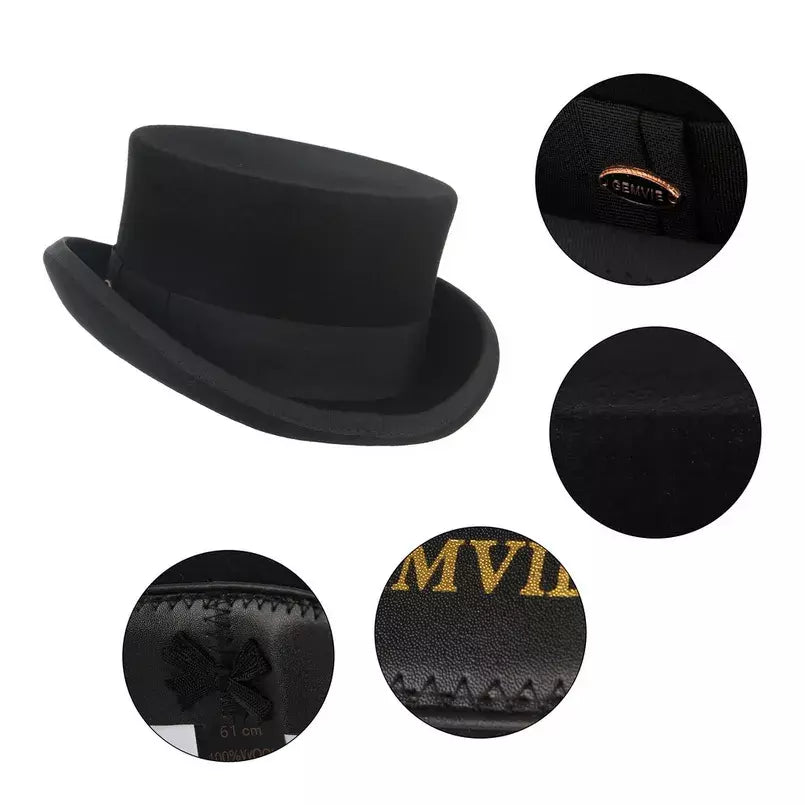 El Havre Black Wool Porkpie Hat
