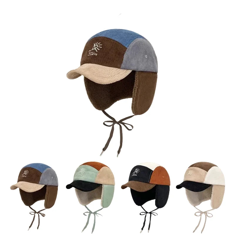 Everest Winter Corduroy Earflaps 5-Panels Cap