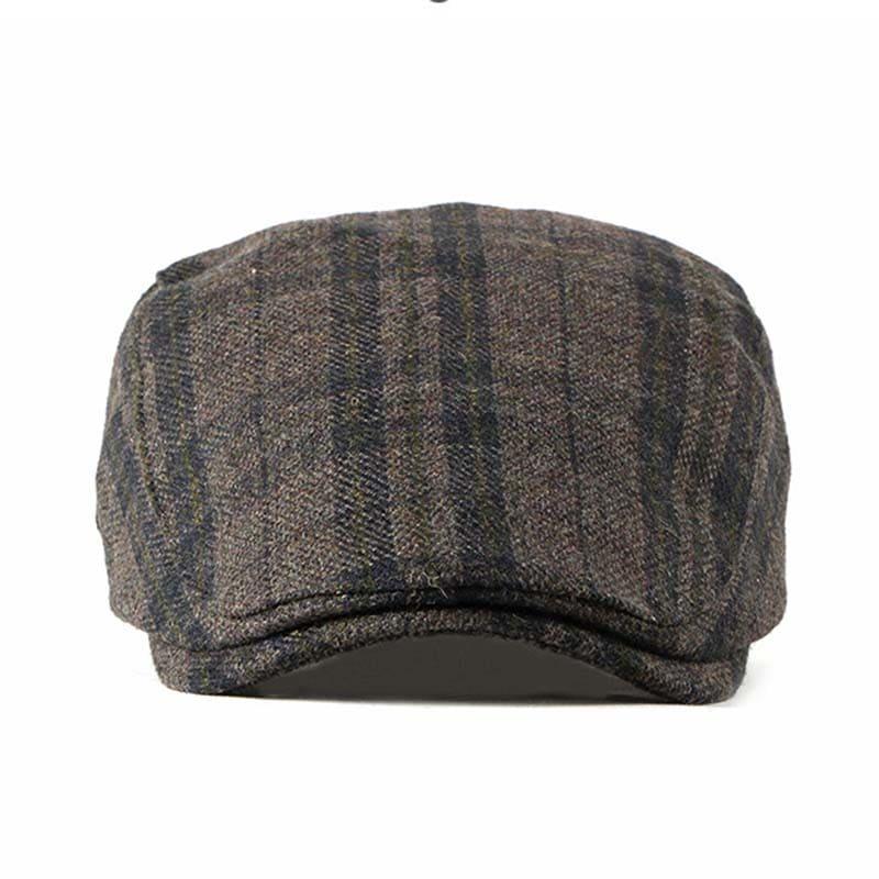 FBN Brown Tartan Wool Flat Cap