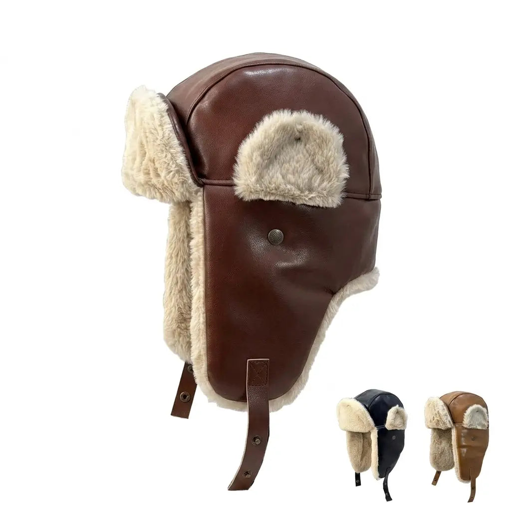 Fairbanks Winter Leather Fur Bomber Hat