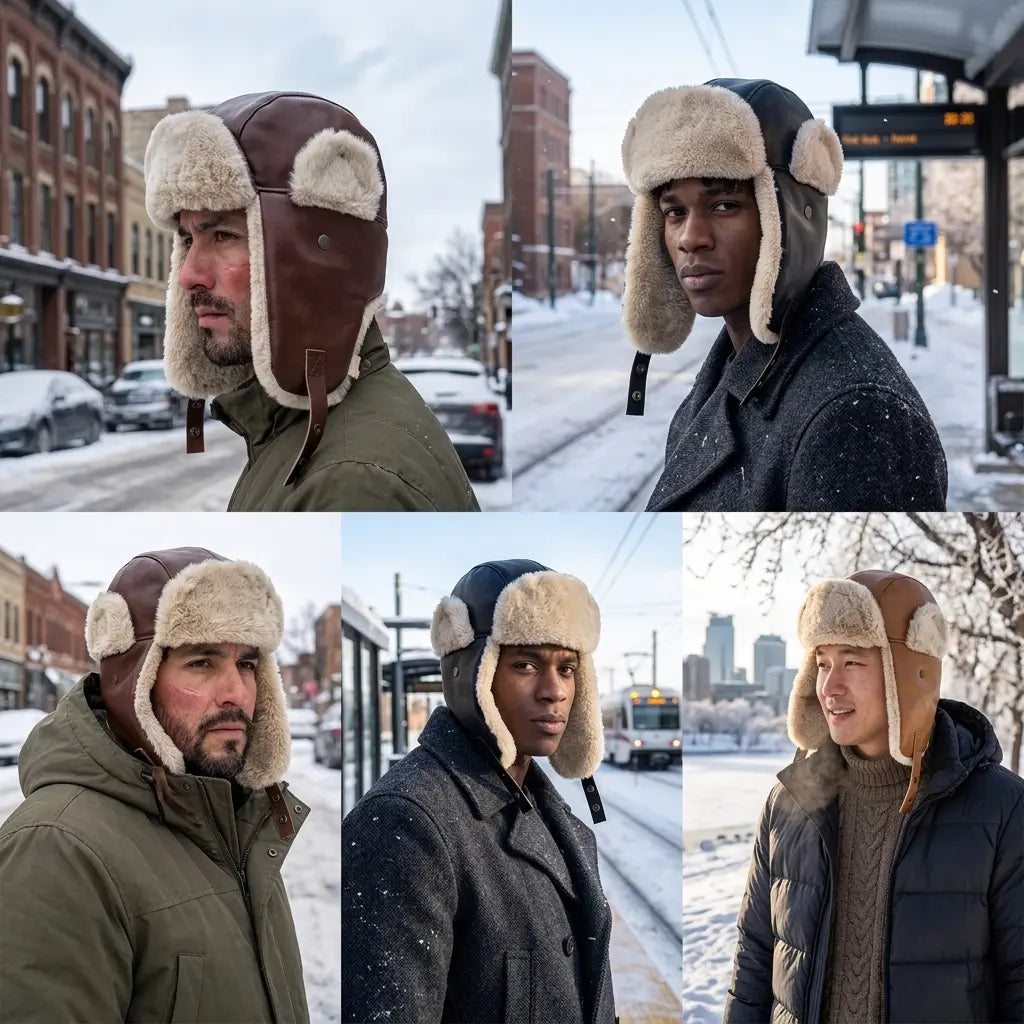 Fairbanks Winter Leather Fur Bomber Hat