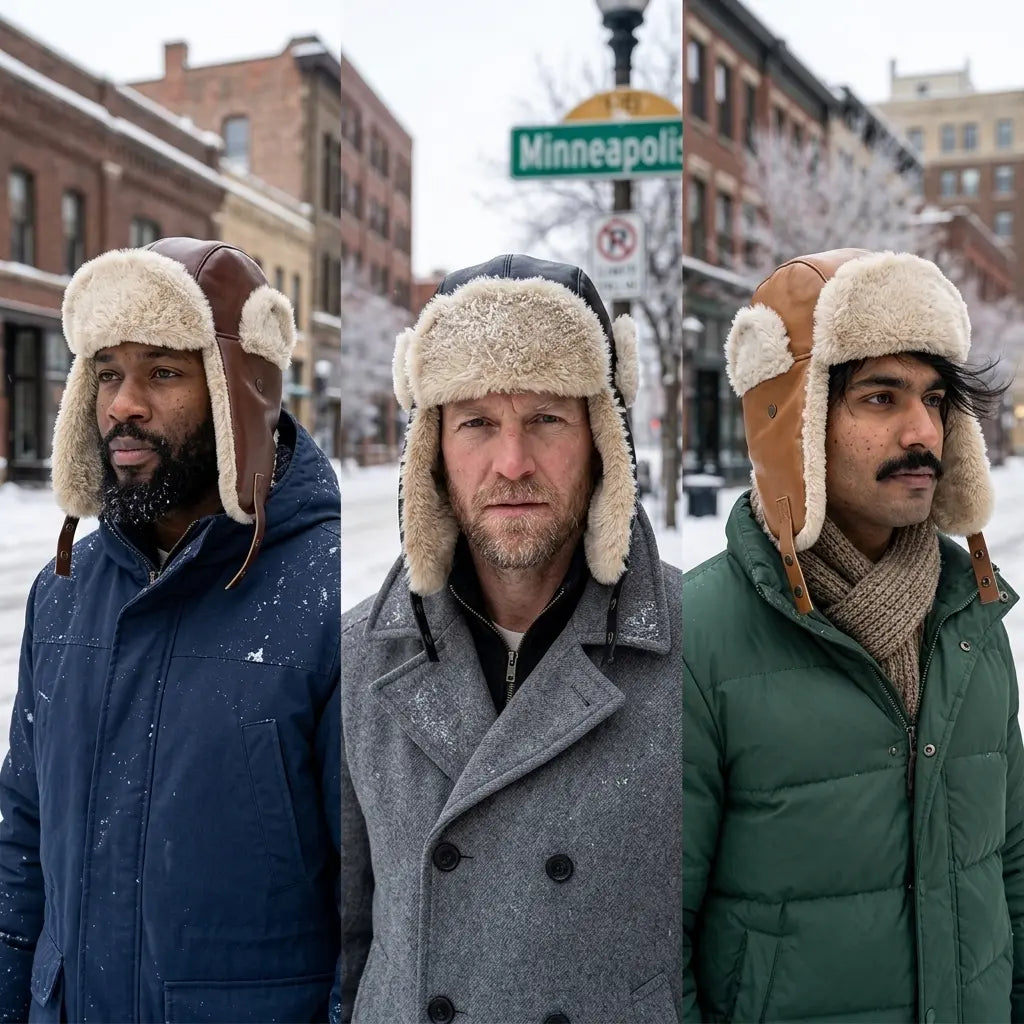 Fairbanks Winter Leather Fur Bomber Hat