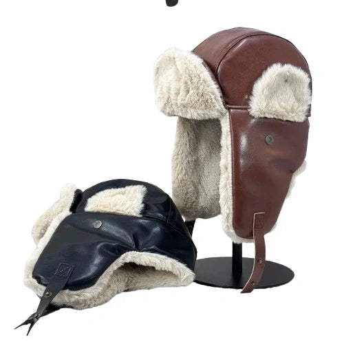 Fairbanks Winter Leather Fur Bomber Hat