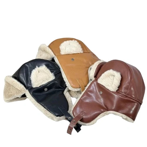 Fairbanks Winter Leather Fur Bomber Hat