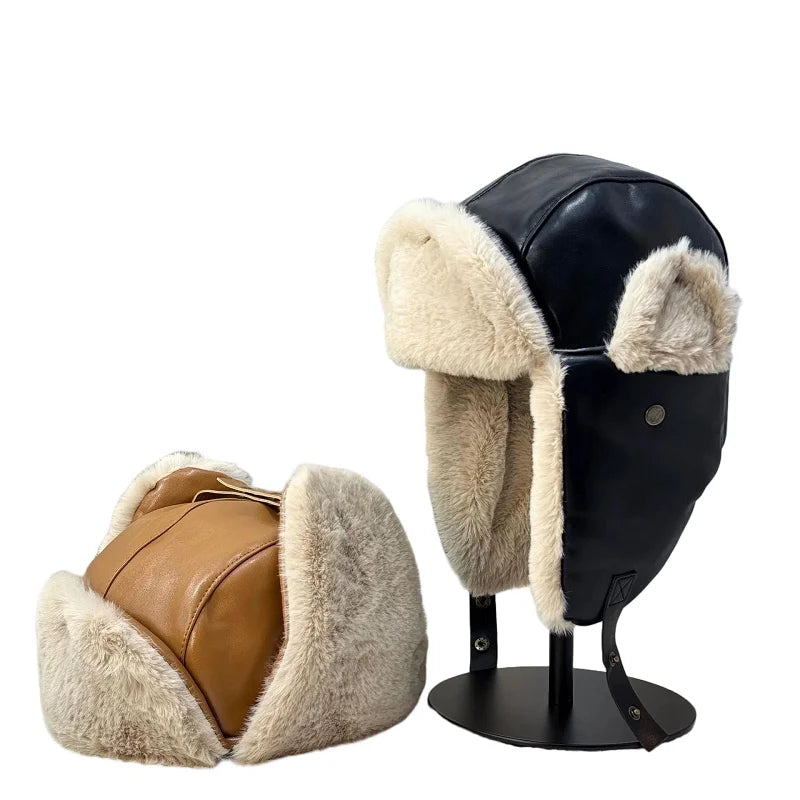 Fairbanks Winter Leather Fur Bomber Hat